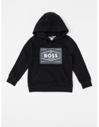 BOSS Kidswear Hanorac cu buzunar kangaroo si logo - Negru/Gri