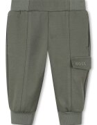 BOSS Kidswear Pantaloni de trening cu buzunar cu clapa - Kaki