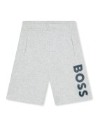 BOSS Kidswear Pantaloni scurti cu imprimeu logo si buzunare laterale - Gri deschis melange