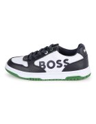 BOSS Kidswear Pantofi sport cu detalii din piele - Alb/Albastru ultramarin