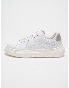 BOSS Kidswear Pantofi sport de piele cu logo - Alb/Argintiu