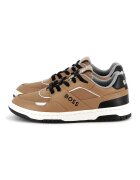 BOSS Kidswear Pantofi sport din piele ecologica cu garnituri din piele - Bej