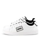 BOSS Kidswear Pantofi sport flatform din piele cu aplicatie logo - Alb optic