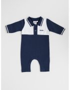BOSS Kidswear Salopeta lunga din amestec de bumbac cu capse - Alb/Bleumarin
