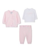 BOSS Kidswear Set de jacheta cu nasturi - pantaloni si bluza de trening - 3 Piese - Roz deschis/Alb murdar