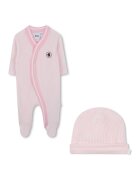BOSS Kidswear Set de salopeta si caciula - 2 piese - Roz deschis
