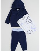 BOSS Kidswear Set de trening cu model si bluza - 3 Piese - Alb/Albastru ultramarin
