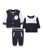 BOSS Kidswear Set de trening si bluza cu detalii contrastante - 3 piese - Alb/Bleumarin