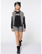 BOSS Kidswear Tricou cu decolteu la baza gatului si imprimeu logo - Negru