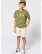 BOSS Kidswear Tricou cu decolteu la baza gatului si logo - Kaki