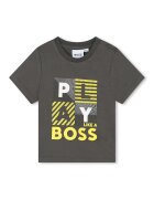 BOSS Kidswear Tricou din bumbac cu imprimeu - Alb/Gri inchis