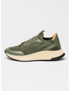 Boss Pantofi sport tricotati cu talpa wedge si insertii din piele - Verde deschis