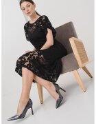 Boss Rochie midi cu strat exterior floral si fronseu lateral - Negru stins
