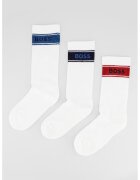 Boss Set de sosete lungi cu detaliu logo - 3 perechi - Alb/Albastru ultramarin/Rosu inchis