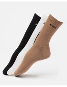 Boss Set de sosete lungi cu logo - 3 perechi - Alb fildes/Negru/Maro deschis