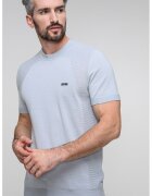 Boss Tricou cu decolteu la baza gatului Momentum - Gri cenusiu