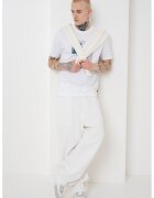 Boss Tricou din bumbac cu decolteu la baza gatului si model grafic - Alb optic