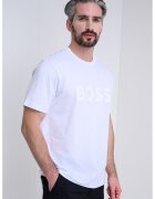 Boss Tricou din bumbac cu logo - Alb optic