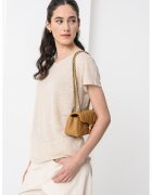 Boss Tricou din in cu decolteu rotund Evelina - Maro nisip