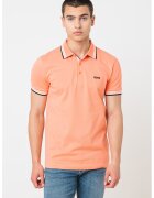 Boss Tricou polo regular fit din bumbac pique cu margini contrastante Paddy - Alb/Negru/Coral