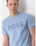 Boss Tricou regular fit cu imprimeu logo cauciucat Thinking - Albastru lavanda/Portocaliu mandarina
