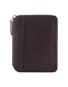 Broedrene Portofel din piele naturala - Brodrene - G-05L - pentru barbati - 10 x 13 x 2 cm - Maro inchis