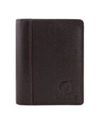 Broedrene Portofel din piele naturala - Brodrene - G-06L - pentru barbati - 10 x 13 x 2 cm - Maro inchis