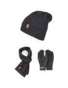 Broedrene Set 3 in 1 barbati - Brodrene - Caciula + fular + manusi - Acril - Circumferinta 56-60 cm - Gri inchis