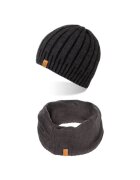 Broedrene Set caciula cu fular Brodrene - Acril - Universal - Gri inchis
