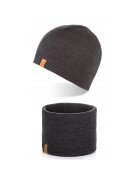 Broedrene Set caciula cu fular Brodrene - Acril - Universal - Gri inchis