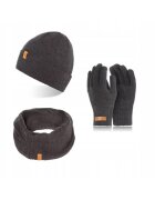 Broedrene Set caciula cu fular si manusi barbati Brodrene - Acril - Gri inchis