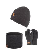 Broedrene Set caciula cu fular si manusi barbati Brodrene - Acril - Gri inchis