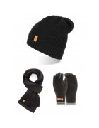 Broedrene Set caciula cu fular si manusi barbati Brodrene - Acril - Negru