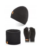 Broedrene Set caciula cu fular si manusi barbati Brodrene - Acril - Negru