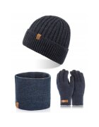 Broedrene Set caciula cu manusi si fular Brodrene - Acril - Universal - Bleumarin