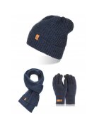 Broedrene Set caciula cu manusi si fular Brodrene - Acril - Universal - Bleumarin