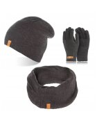 Broedrene Set caciula cu manusi si fular Brodrene - Acril - Universal - Gri inchis