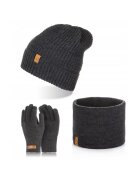 Broedrene Set caciula cu manusi si fular Brodrene - Acril - Universal - Gri inchis