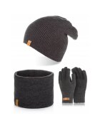 Broedrene Set caciula cu manusi si fular Brodrene - Acril - Universal - Gri inchis