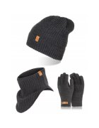 Broedrene Set caciula cu manusi si fular Brodrene - Acril - Universal - Gri inchis