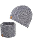 Broedrene Set caciula + fular tip guler barbati - Brodrene - Acril - Circumferinta 56-60 cm - Fular 27 x 26 cm - Gri deschis