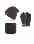 Broedrene Set caciula - manusi si fular barbati - Brodrene - Acril - Dimensiune universala - Gri