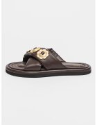 Bronx Papuci de piele cu aspect masiv Har-Perr - Auriu/Maro cognac