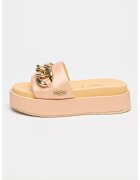 Buffalo Papuci flatform cu detaliu lant - Auriu/Bej inchis