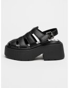 Buffalo Sandale demi-wedge de piele ecologica uni - Negru
