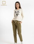 Bumbacel 100 COTTON Bluza dama cu maneca lunga si imprimeu din bumbac