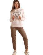 Bumbacel 100 COTTON Hanorac pentru dame cu imprimeu si gluga