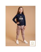 Bumbacel 100 COTTON Pantaloni lungi pentru fetite - cu bata elastica cu snur si buzunare laterale - din bumbac - Maro