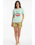 Bumbacel 100 COTTON Pijamale pentru dame - cu imprimeu si maneca scurta - din bumbac