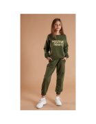 Bumbacel 100 COTTON Trening cu manseta elastica si imprimeu pentru fete - Verde